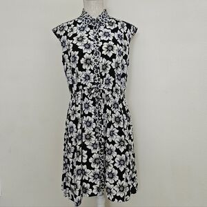 Kate Spade NY Hollyhock black and white floral print fit & flare shirtdress